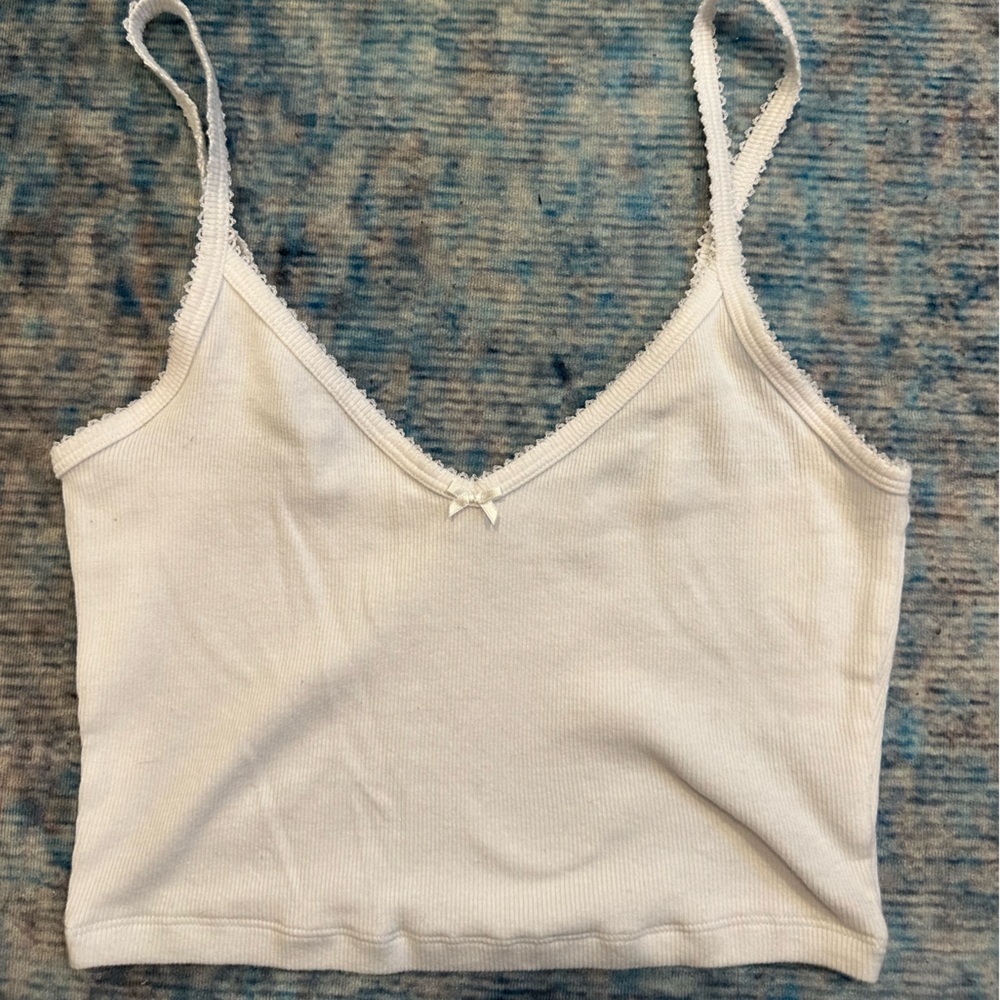 Artizia White Cropped Tank Top with Bow